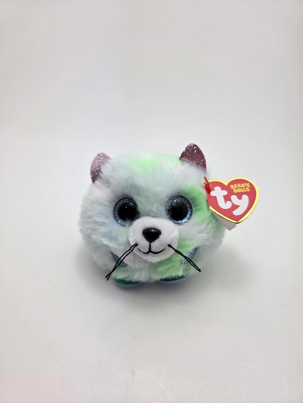 Ty Beanie Balls “Evie” the Green Cat (Small 3 inch)